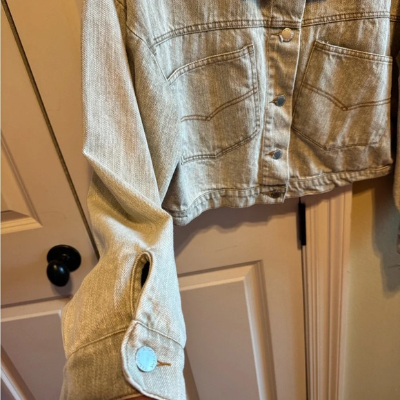 She + Sky Cropped Denim Jacket Sz L - Picture 4 of 10
